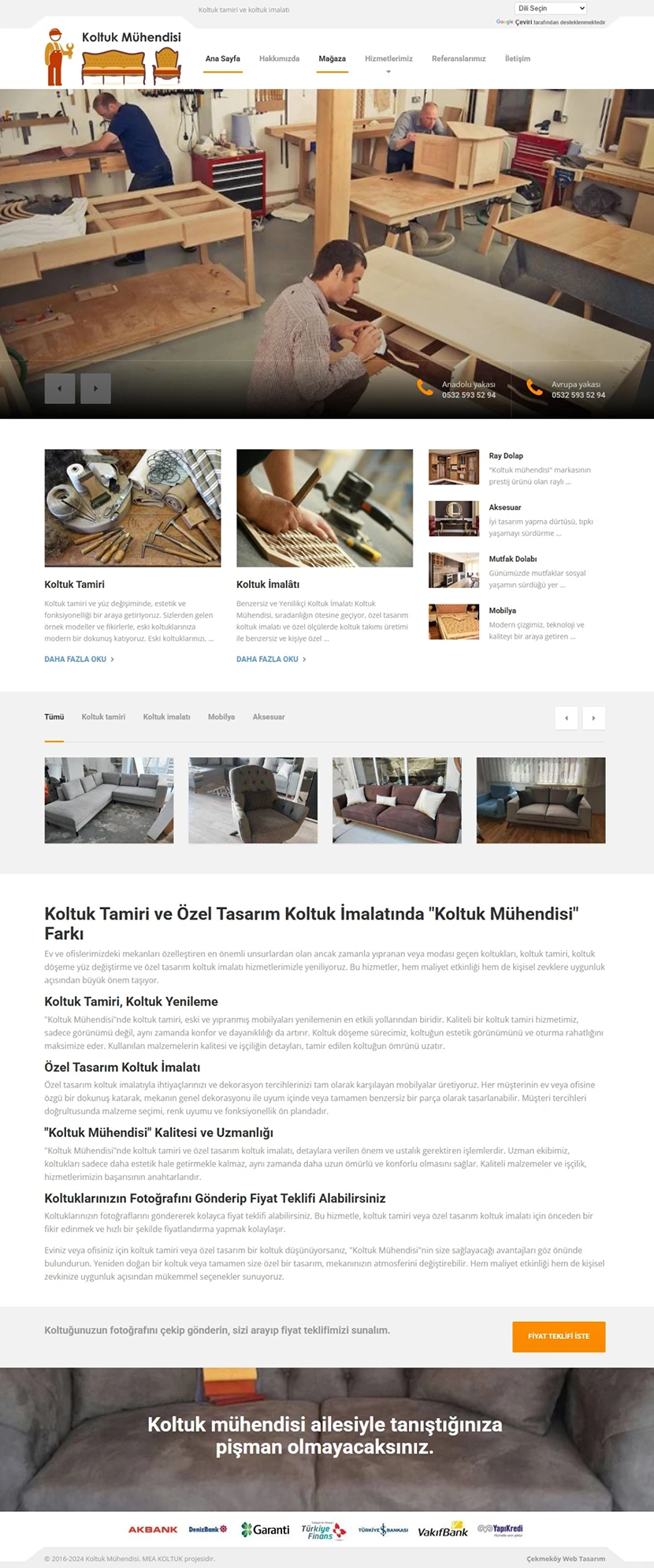 koltuk tamiri web sitesi tasarımı